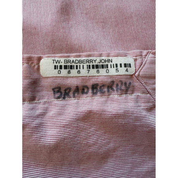 Ralph Lauren Yarmouth Mens 17 34/35 Red White Striped Cotton Button Down Shirt - Picture 8 of 15